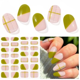 DUKASOU Semi Cured Gel Nail Strips, Road Wilderness | 28 pcs Gel Nail Strips Work with Any UV Lamp, Salon Quality UV Nails Stickers, Easy to Apply for Home Nails DIY