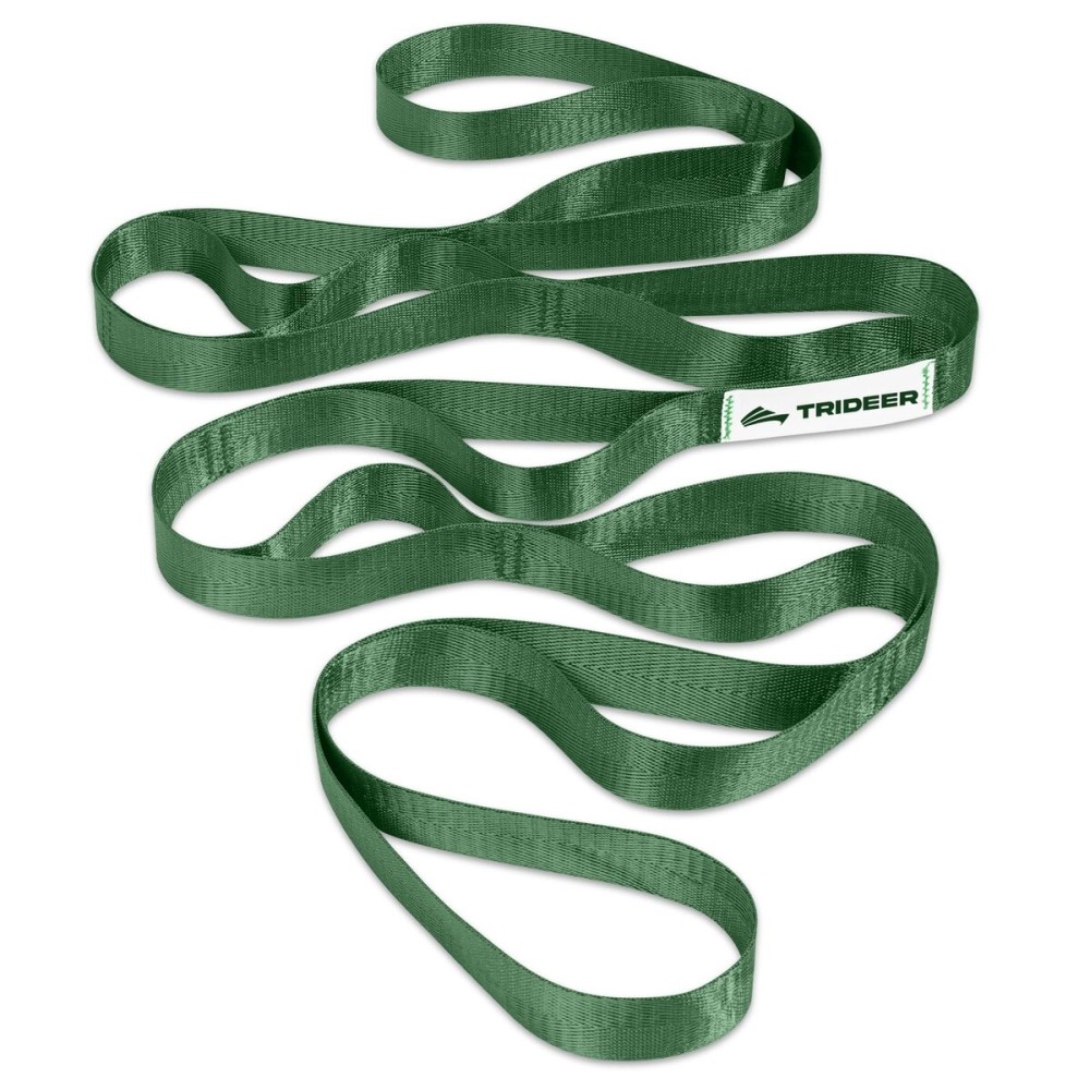 Trideer Stretching Strap Yoga Strap Physical Therapy for Home Workout, Exercise, Pilates and Gymnastics, 10 Loops Non-Elastic Stretch Bands with Aesthetic Packaging for Women & Men (Green)