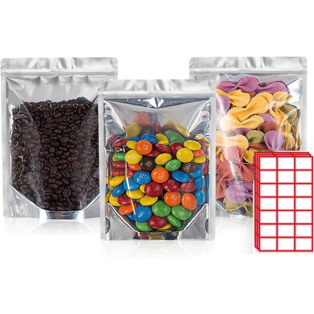 BELLE KR 4x6 Mylar Bags Stand Up - Pack Of 1000-7.5mil Thick - Clear Mylar Bags with See Through Window for Freeze Dryer