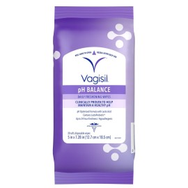 Vagisil pH Balance Daily Freshening Wipes for Feminine Hygiene in Resealable Pouch, Gynecologist Tested & Hypoallergenic, 20 Wipes (Pack of 1)