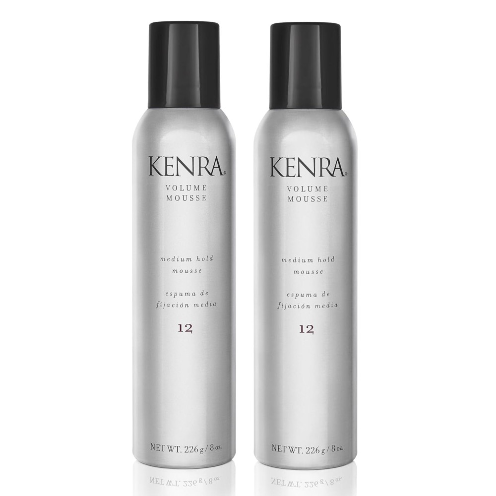 Kenra Volume Mousse 12 | Medium Hold Mousse | Non-Drying, Non-Flaking Lightweight Formulation |Styling Control Without Stiffness Or Stickiness | Tames Frizz & Conditions| All Hair Types| 8 oz (2-Pack)