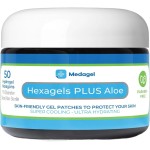 Hexagels Plus Aloe Vera - Advanced Healing Hydrogel Pads for Blister Prevention & Soothing Burn Care - Foot, Heel, Toe, & Ankle Protection, Pack of 50, 1-Inch Patches, by Medagel, Paraben Free Formula