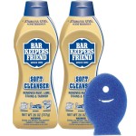 Bar Keepers Friend Soft Cleanser Liquid (2 x 26 oz) Plus Dish Fish Sponge - Multipurpose Cleaner & Rust Stain Remover for Stainless Steel, Porcelain, Ceramic Tile, Copper, Brass & More