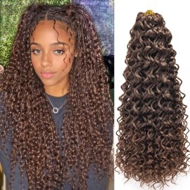 8 Packs Curly Crochet Hair GoGo Curl Crochet hair for Women Deep Wave Braiding hair,Synthetic Bohemian Crochet Braid Water Wave Crochet hair Extensions(18inch, T4/30)