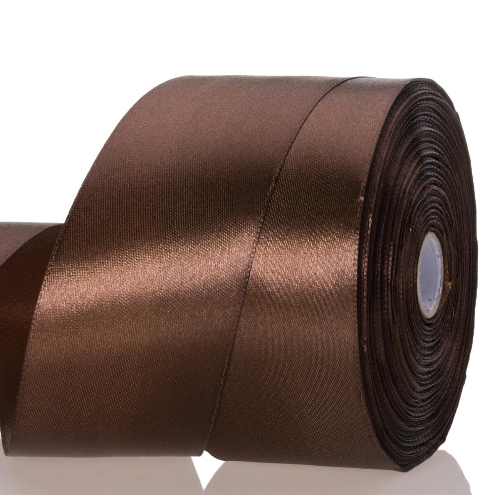 YASEO 2 Inch Brown Solid Satin Ribbon, 50 Yards Craft Fabric Ribbon for Gift Wrapping Floral Bouquets Wedding Party Decoration