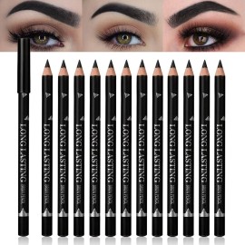 FeiCuiYun 12Pcs Eyebrow Pencils for Women, Wooden Hard-Core Black Eyebrow and Eyeliner Pencil, Long Lasting Waterproof and Sweat-Proof, Beginner Makeup Brow Pencil, Create a Natural Eye Brow Makeup