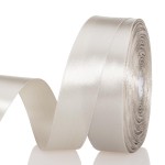 YASEO 1 Inch Linen Beige Solid Satin Ribbon, 50 Yards Craft Fabric Ribbon for Gift Wrapping Floral Bouquets Wedding Party Decoration