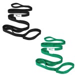 Abiarst Stretching Strap Yoga Straps for Physical Therapy, 10 Loops Non-Elastic Stretch Band for Pilates, Flexibility, Exercise and Gymnastics (2-Pack (Black+Green))