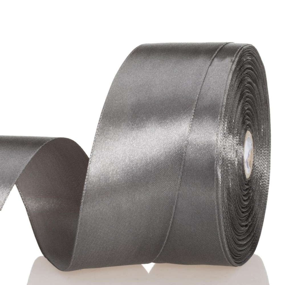YASEO 1 1/2 Inch Steel Gray Solid Satin Ribbon, 50 Yards Craft Fabric Ribbon for Gift Wrapping Floral Bouquets Wedding Party Decoration