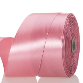 YASEO 2 Inch Rose Gold Solid Satin Ribbon, 50 Yards Craft Fabric Ribbon for Gift Wrapping Floral Bouquets Wedding Party Decoration