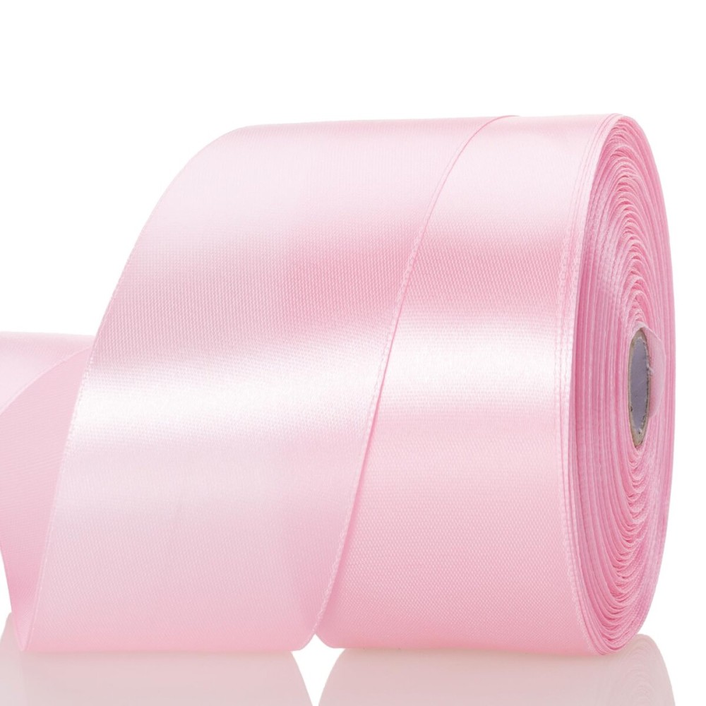 YASEO 2 Inch Pink Solid Satin Ribbon, 50 Yards Craft Fabric Ribbon for Gift Wrapping Floral Bouquets Wedding Party Decoration