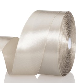 YASEO 1 1/2 Inch Linen Beige Solid Satin Ribbon, 50 Yards Craft Fabric Ribbon for Gift Wrapping Floral Bouquets Wedding Party Decoration