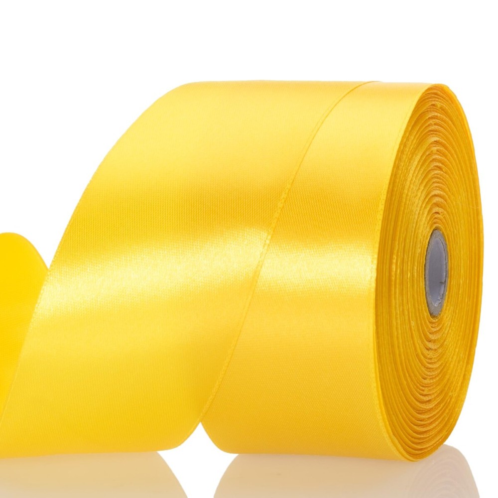 YASEO 2 Inch Yellow Solid Satin Ribbon, 50 Yards Craft Fabric Ribbon for Gift Wrapping Floral Bouquets Wedding Party Decoration