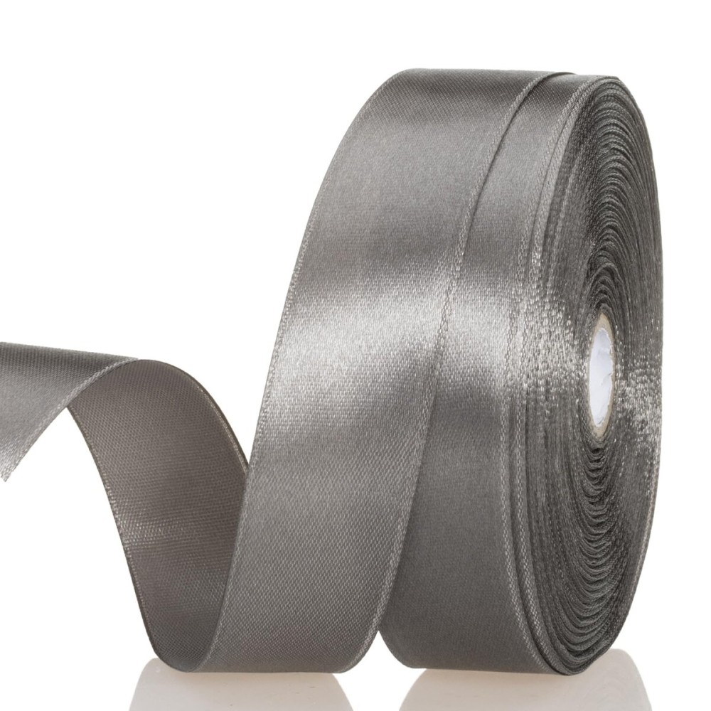 YASEO 1 Inch Steel Gray Solid Satin Ribbon, 50 Yards Craft Fabric Ribbon for Gift Wrapping Floral Bouquets Wedding Party Decoration
