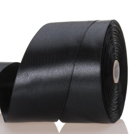 YASEO 2 Inch Black Solid Satin Ribbon, 50 Yards Craft Fabric Ribbon for Gift Wrapping Floral Bouquets Wedding Party Decoration