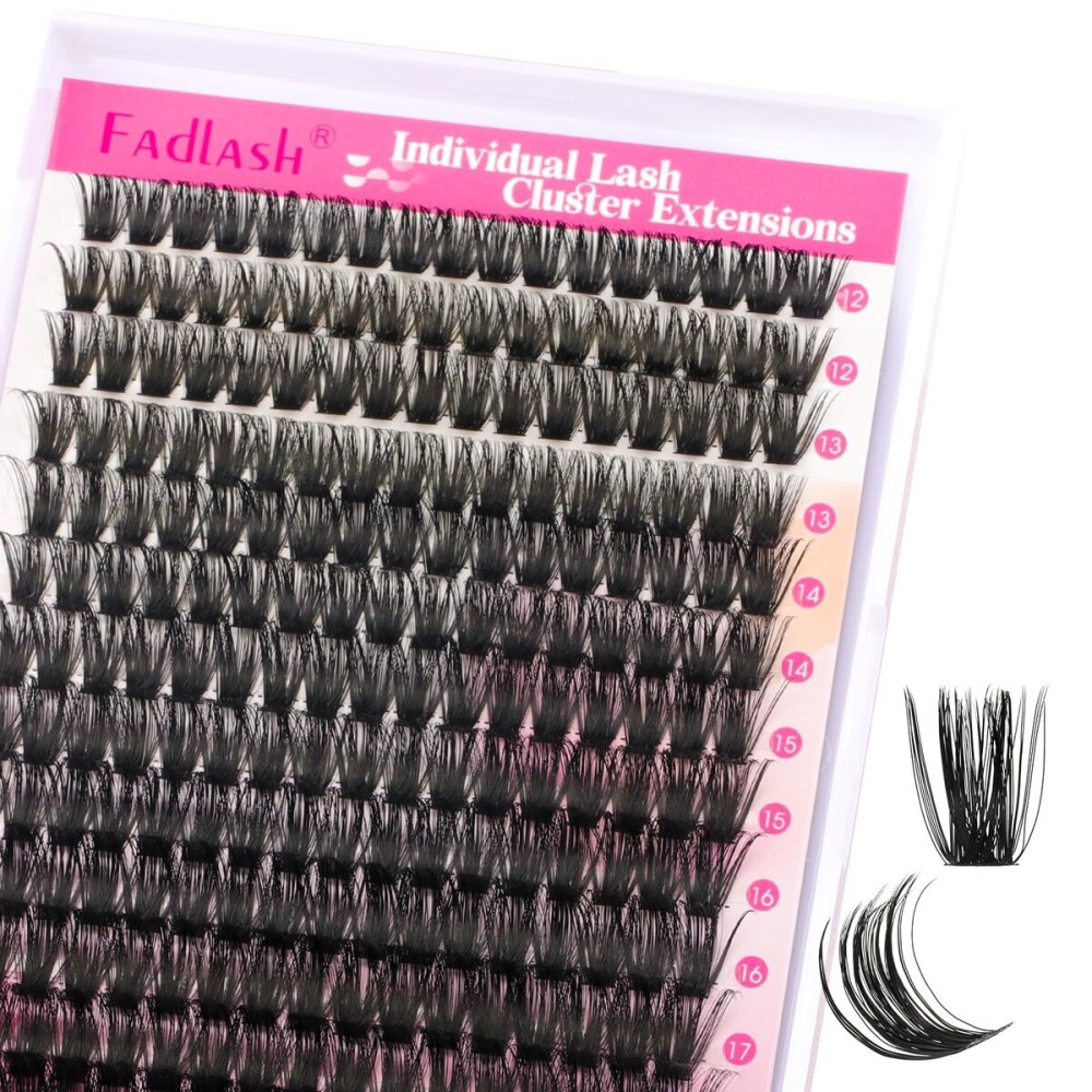 FADLASH Cluster Lashes D Curl Wispy Individual Lashes DIY Eyelash Extension Natural Look Reusable Fluffy Cluster Eyelash Extensions Self Application at Home 80D-0.07D-12-18MIX)