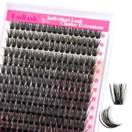 FADLASH Cluster Lashes D Curl Wispy Individual Lashes DIY Eyelash Extension Natural Look Reusable Fluffy Cluster Eyelash Extensions Self Application at Home 80D-0.07D-12-18MIX)