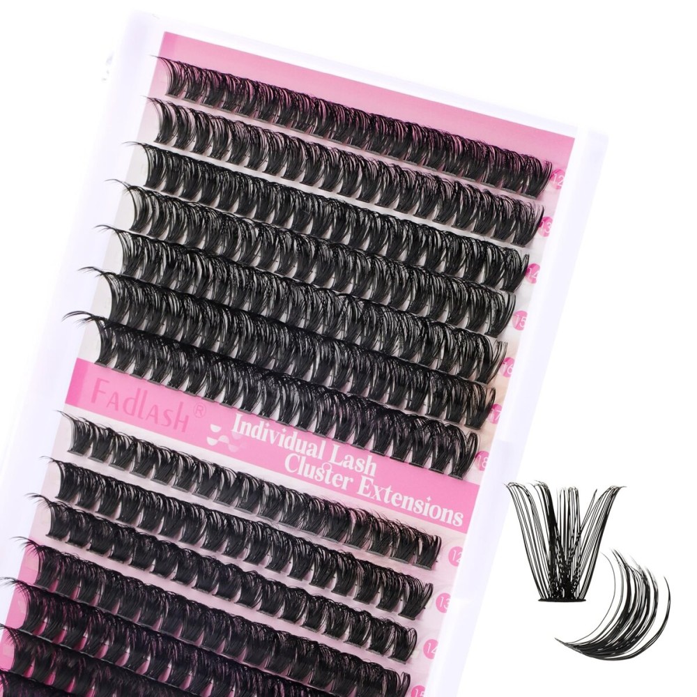 FADLASH Cluster Lashes D Curl Wispy Individual Lashes DIY Eyelash Extension Natural Look Reusable Fluffy Cluster Eyelash Extensions Self Application at Home (60D+80D-0.07D-12-18MIX)