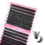 FADLASH Cluster Lashes D Curl Wispy Individual Lashes DIY Eyelash Extension Natural Look Reusable Fluffy Cluster Eyelash Extensions Self Application at Home (60D+80D-0.07D-12-18MIX)