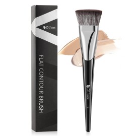DUcare Foundation Brush Contour Bronzer Self Tanner Makeup Brushes for Liquid Makeup Flat Top Professional Buffing Blending Mineral Powder Face Brush, Black