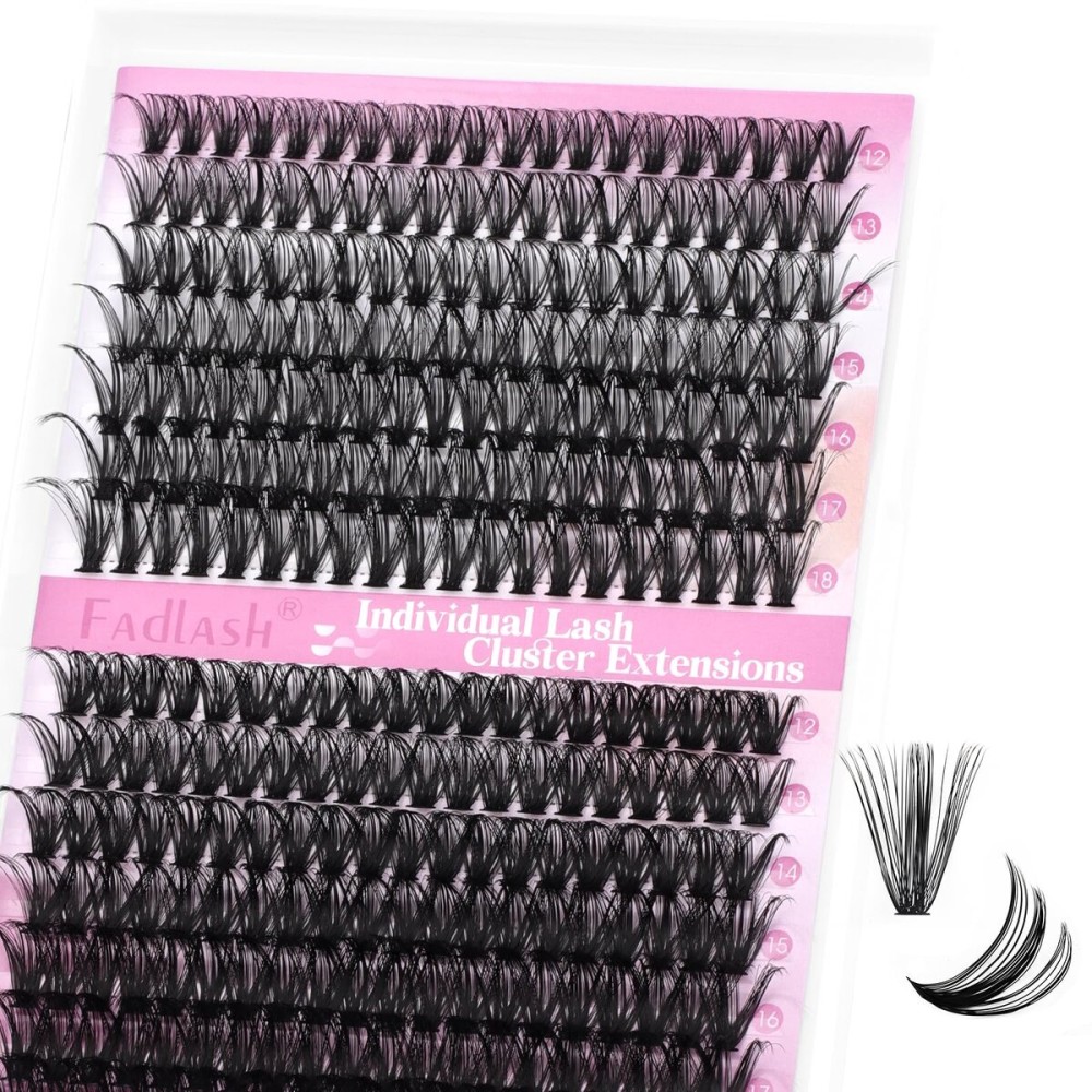 FADLASH Cluster Lashes D Curl Wispy Individual Lashes DIY Eyelash Extension Natural Look Reusable Fluffy Cluster Eyelash Extensions Self Application At Home (40D+50D-0.07D-12-18MIX)