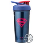BlenderBottle Superman Sport Shaker Cup Insulated Stainless Steel Water Bottle with Wire Whisk, 24-Ounce, Man of Steel - Blue