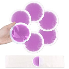 NEWGO Small Ice Packs for Injuries, 6 Pack Round Ice Packs for Face, Hot and Cold Gel Ice Pack Circular Cold Compress with Cloth Backing & Sleeve for Pain Relief, Toothaches - Purple