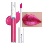 evpct 1Pcs Hot Pink Metallic Glitter Lip Gloss Stain lip color Lipstick for Women Long Lasting Waterproof 24, Rose Pink Frosted Metallic Shimmer Chrome iridescent Liquid Lipstick Lip Gloss Makeup, 01