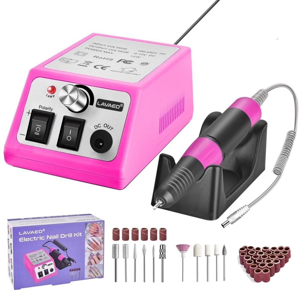 LAVAED Nail Drill Professional Electric Nail File 35000RMP Nail Filer Nails Drill Kit Electric E Filer for Nails with Nail Drill Bits and Sanding Bands and for Acrylic Nail Gel Nail Manicure Pedicure