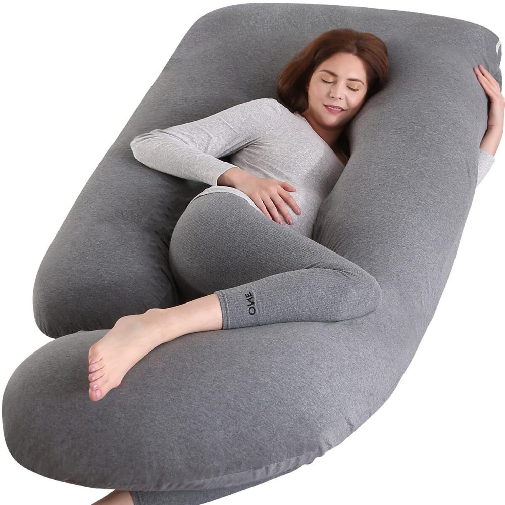 BATTOP Pregnancy Pillow for Sleeping, Full Body Pillow for Pregnancy Women with Removable Cover, 57 Inch Maternity Pillow, Support for Back, Legs, Belly, HIPSBlack Drey