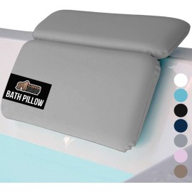 GORILLA GRIP Bath Pillow for Tub, Improved Suction Cups, Luxury Bathtub Pillows, Headrest for Neck and Back Support, Relaxing Home Spa, Hot Tubs and Bathroom Essentials, Gifts for Women, 2 Panel Gray