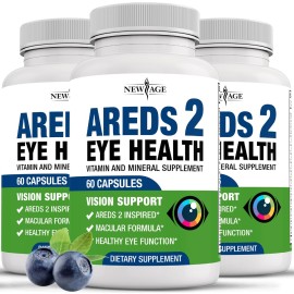 NEW AGE AREDS 2 Eye Vitamins - Lutein, Zeaxanthin, Bilberry, Astaxanthin Mineral Vision Supplement - 180 Count