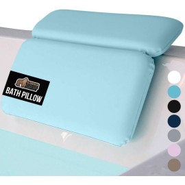 GORILLA GRIP Bath Pillow for Tub, Improved Suction Cups, Luxury Bathtub Pillows, Headrest for Neck and Back Support, Relaxing Home Spa, Hot Tubs and Bathroom Essentials, Gifts for Women, 2 Panel Blue