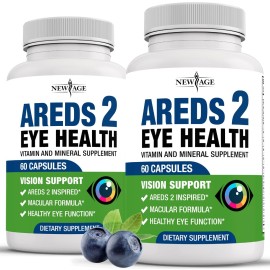 NEW AGE AREDS 2 Eye Vitamin Contains Bilberry 6000mg Lutein (32mg), Grape seed (6000 mg), Eyebright (1000 mg), and Zeaxanthin (8 mg) - 120 Count
