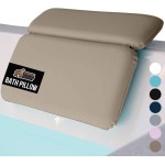 GORILLA GRIP Bath Pillow for Tub, Improved Suction Cups, Luxury Bathtub Pillows, Headrest for Neck and Back Support, Relaxing Home Spa, Hot Tubs and Bathroom Essentials, Gifts for Women, 2 Panel Beige
