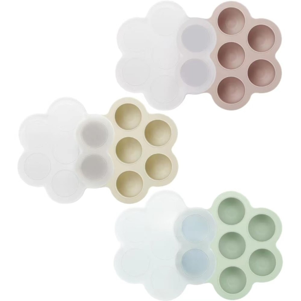 PandaEar 3 Pack Baby Food Freezer Tray with Lids, Silicone Baby Food Storage Container for Homemade Baby Food, Fruit, Purees & Breastmilk (Pink/Green/Linen)