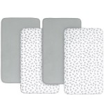 Crib Sheets 4 Pack for Baby Boys & Girls, Neutral Crib Sheet Fitted 52\'\' x 28\'\' for Standard Crib & Toddler Mattress, Ultra Soft Material Baby Sheet, Grey Leaf