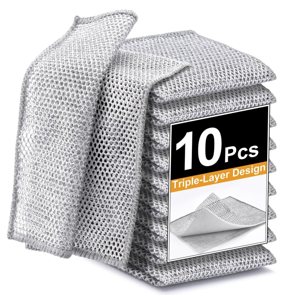 Inkhut Non Scratch Wire Dishcloth, Multipurpose Wire Dishwashing Rag for Wet and Dry, Multifunctional Dish Rags for Washing Dishes Kitchen Cleaning