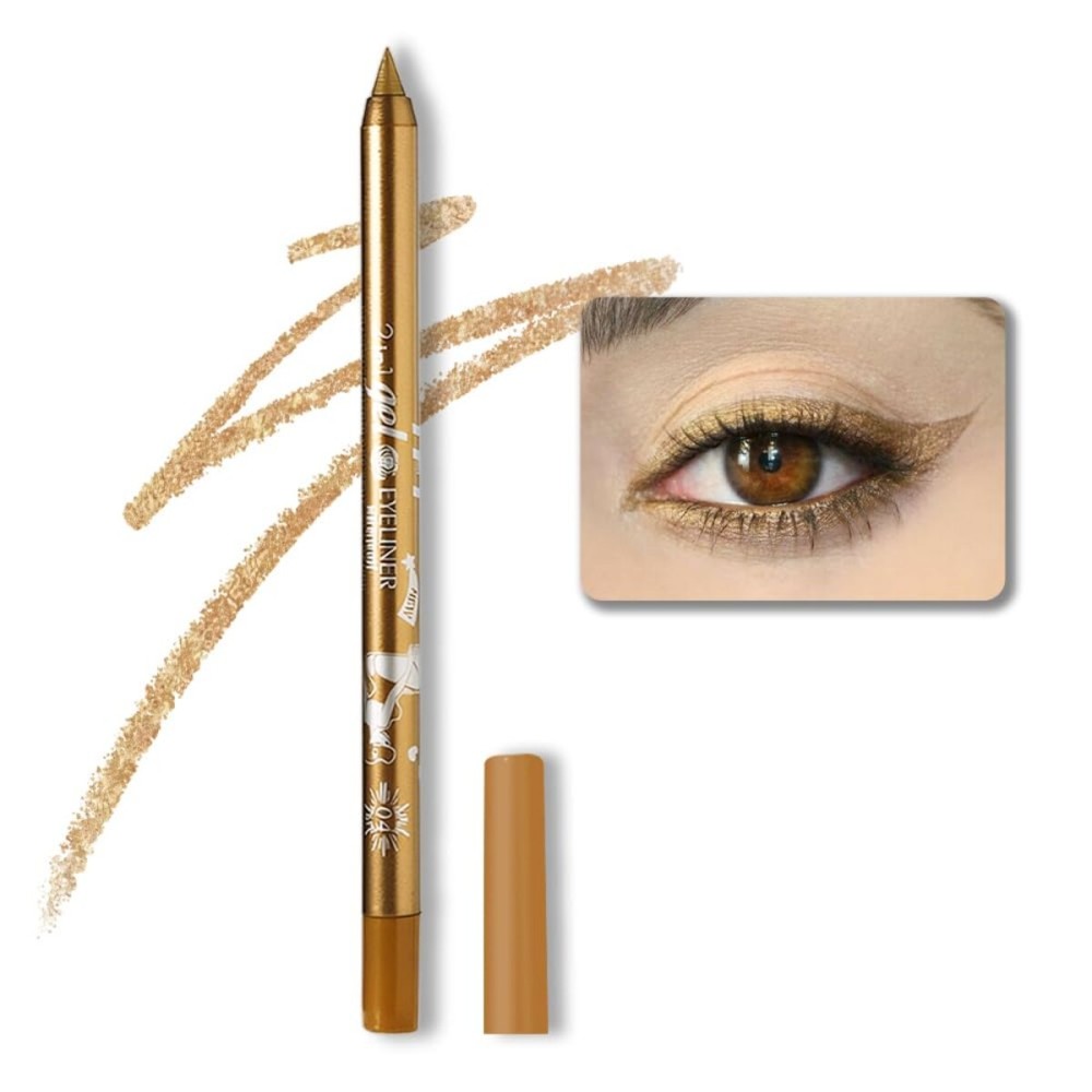 evpct 1Pcs Gold Color Gel Glitter Eyeliner Pencils Set for Women Waterline Waterproof Smudge Proof lapiz de ojos delineador de ojos contra el agua Eye Liner Makeup,04 Gold