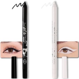 evpct 2Pcs Black & White Color Gel Glitter Eyeliner Pencils Set for Women Waterline Waterproof Smudge Proof lapiz de ojos delineador de ojos contra el agua Eye Liner Makeup