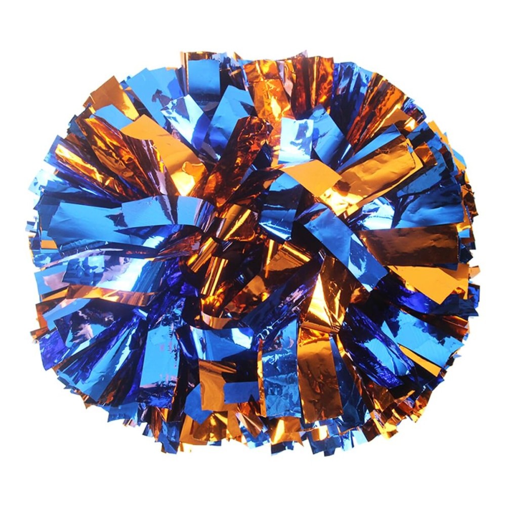Hooshing 2PCS Blue and Orange Pom Poms Cheerleading with Baton Handle for Team Spirit Sports Dance Cheering Gift