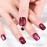 Elevenail Glossy Shiny Dark Red Gel Press On Nails Squoval Medium Short Fake Nails Women Girls Gifts Salon Manicure Shimmery Glitter Nail Art Tips Reusable Acrylic False Nails Glue On Nails