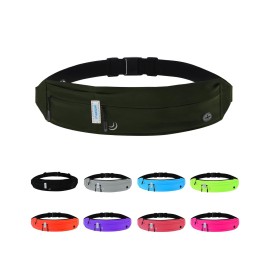 WATERFLY Running Belt Fanny Pack: Runner Marathon Jogging Waist Pack Sport Workout Exercise Fitness Phone Holder Belt for Men Women Jogger Slim Waistband Black