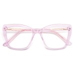 AMOMOMA Trendy TR90 Oversized Blue Light Reading Glasses Women,Stylish Square Cat Eye Glasses AM6031 Crystal Purple 1.75 x