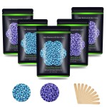 Auperwel Wax Beads for Hair Removal 1.1 lb (17.6 oz), Hard Wax Beads for Sensitive Skin - Brazilian, Face, Bikini, Legs, Eyebrow, Painless Waxing Beads Kit for Women Men, 5 Packs with 10 Wax Sticks