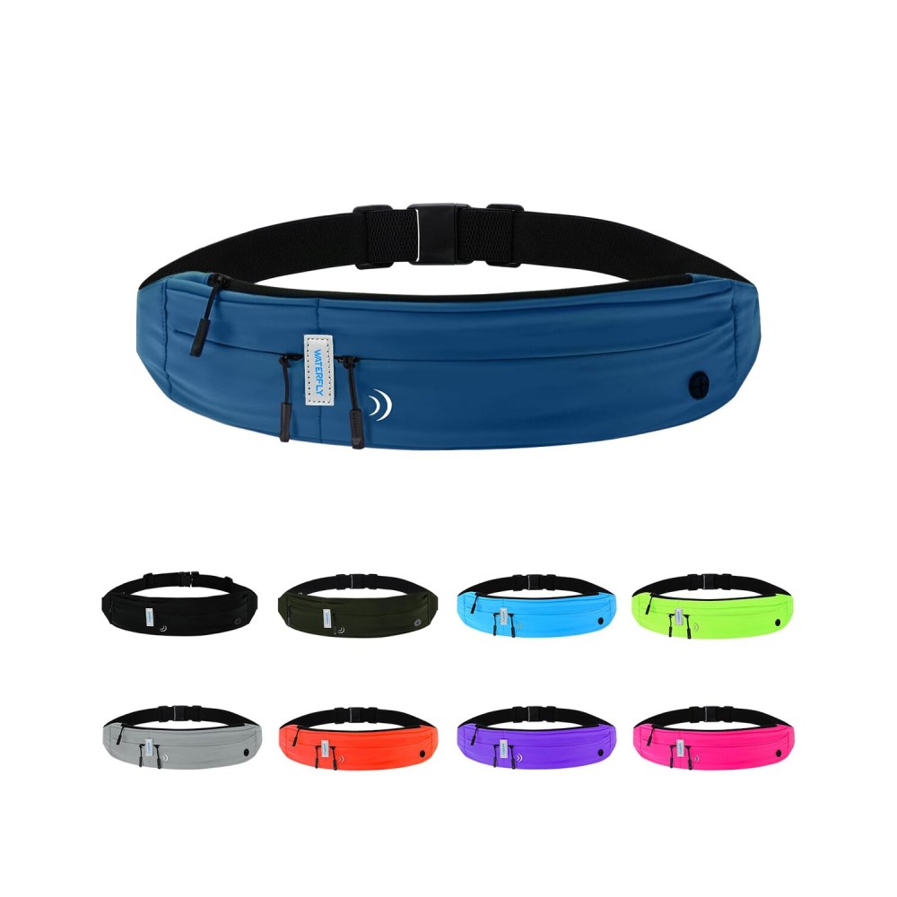 WATERFLY Running Belt Fanny Pack: Runner Marathon Jogging Waist Pack Sport Workout Exercise Fitness Phone Holder Belt for Men Women Jogger Slim Waistband