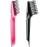 Yaomiao 2 Pcs Hair Brush Cleaner Tool 2-in-1, Black and Pink Hairbrush Cleaner for Removing Hair Dust, Mini Comb for Removing Dirt, Home Salon Use