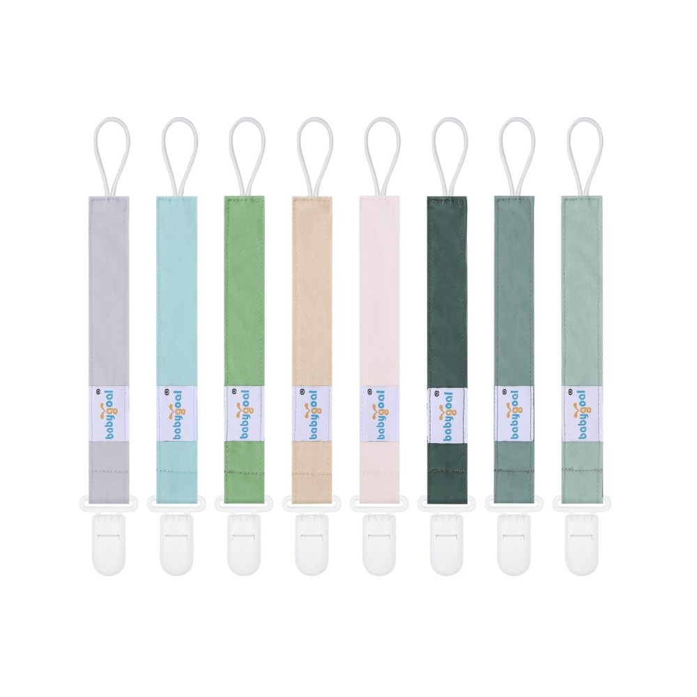 babygoal Baby Pacifier Clips 8 Pack, Pacifier Holder Clips Fits for Most Pacifier and Binkies-Neutral Color 8PS43