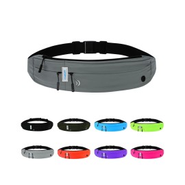 WATERFLY Running Belt Fanny Pack: Runner Marathon Jogging Waist Pack Sport Workout Exercise Fitness Phone Holder Belt for Men Women Jogger Slim Waistband Black
