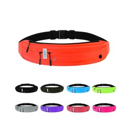 WATERFLY Running Belt Fanny Pack: Runner Marathon Jogging Waist Pack Sport Workout Exercise Fitness Phone Holder Belt for Men Women Jogger Slim Waistband Black
